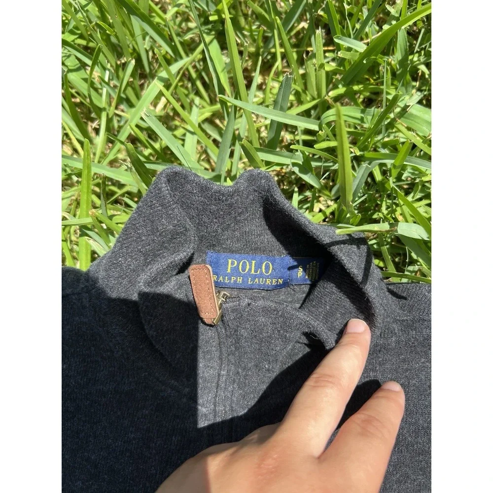 Polo Ralph Lauren Sweater Mens Small Gray Quarter Zip Pullover Pony Logo